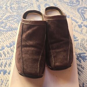 Dark Brown Halogen Suede Slip-On Mules